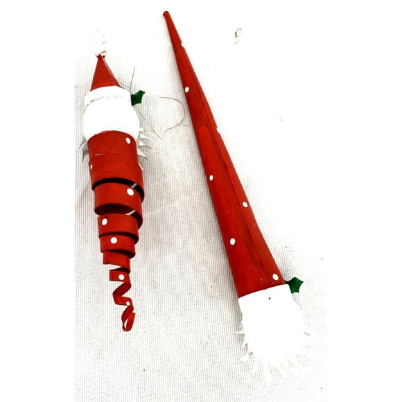 Dept 56 Metal Santa Ornaments Icicle Head Beard Christmas Longest 7" Lot Of 2 - Picture 6 of 7